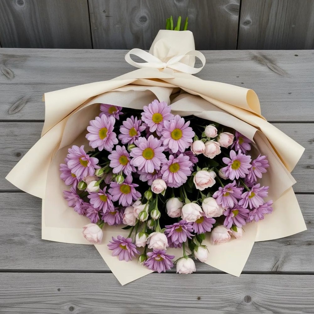 Букет цветов из: Розы и Хризантемы в Буе