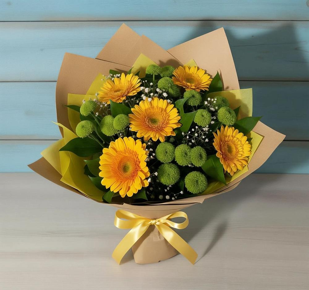 Букет цветов из: Герберы и Хризантемы в Буе