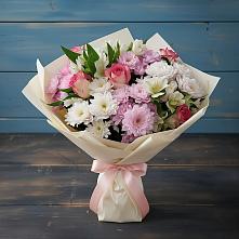 Букет цветов из:  Хризантемы, Альстромерии и Розы в Буе