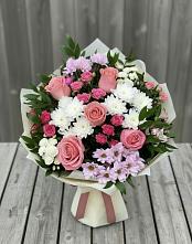 Букет цветов из:  Альстромерии, Гвоздики, Розы и Хризантемы #REPLACE_PRED# Буе