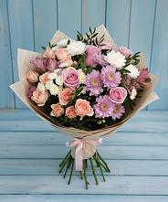 Букет цветов из:  Хризантемы, Розы и Альстромерии в Буе