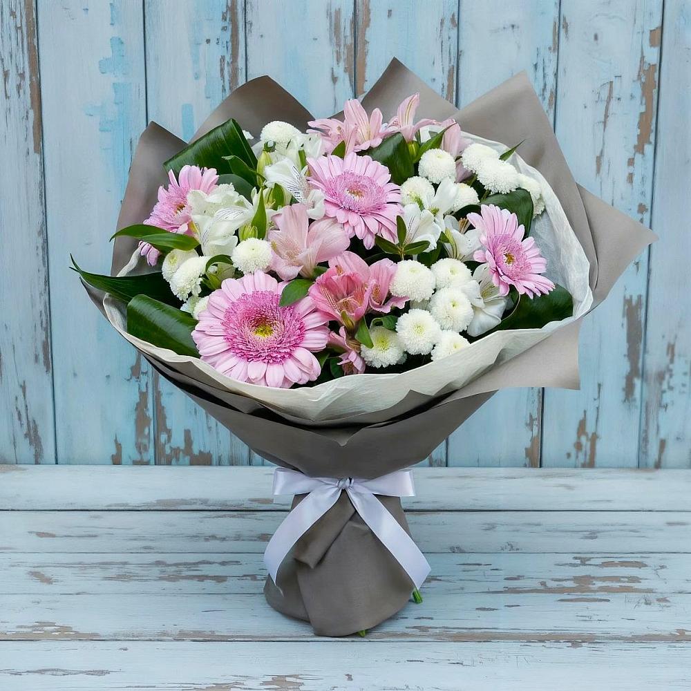 Букет цветов из: Герберы, Альстромерии и Хризантемы в Буе