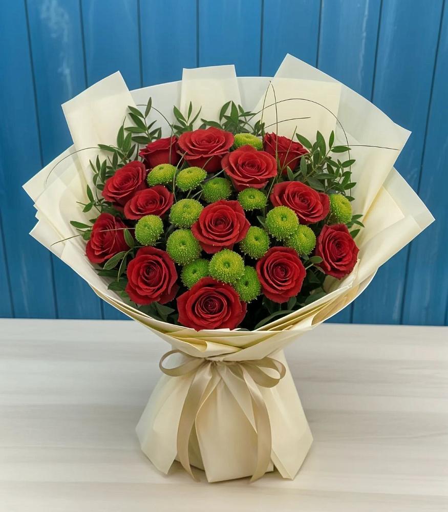 Букет цветов из: Розы и Хризантемы в Буе