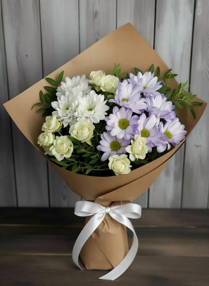 Букет цветов из: Хризантемы и Розы в Буе